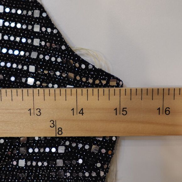 NWT Blashe Sequin Sparkly Halter Top Large Black Silver Festival Club Concert - Picture 5 of 16